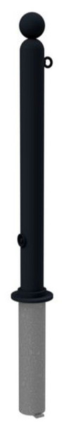Schake Absperrstilpfosten Typ 478FB -herausnehmbar- mit Dreikantverschluß, Ø 76mm, mit, Kugelkopf, beschichtet RAL 7016, mit 1 Öse, 478FB+1