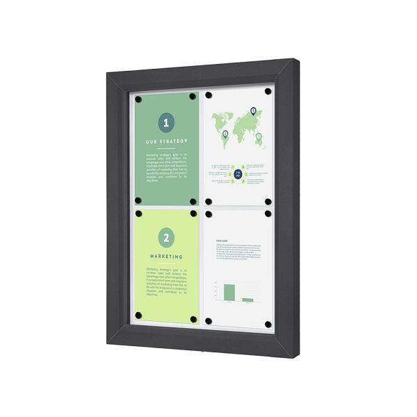 Showdown Displays Abschließbarer Schaukasten Outdoor Slim 4 x A4 Anthrazit, SCTE4xA4PHC7016JS