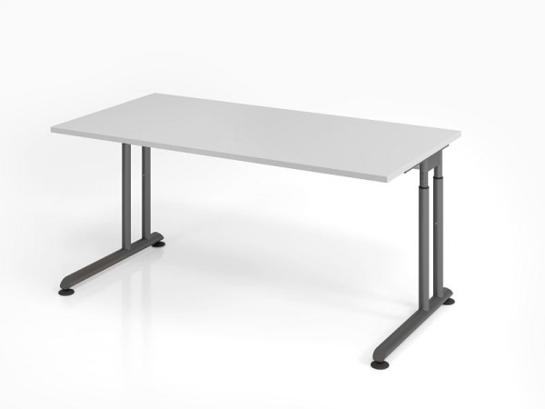 Hammerbacher Schreibtisch ZS16, 160 x 80 cm, Platte: Grau, 25 mm dick, ABS-Dickkante, Rechteckform, Graphit, VZS16/5/G