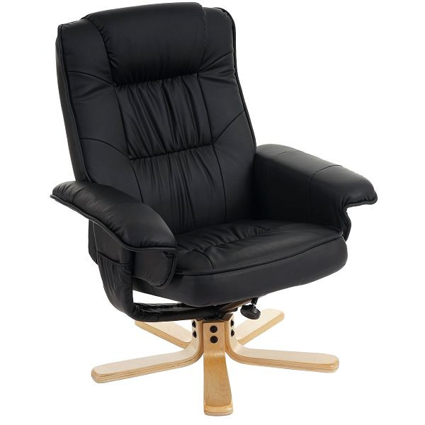 Mendler Relaxsessel Fernsehsessel Sessel ohne Hocker M56 Kunstleder FSC®-zertifiziert, schwarz, 46308