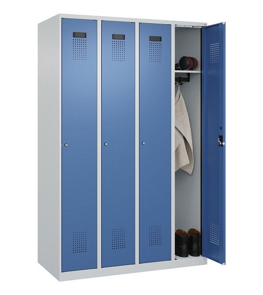 C+P Spind Evolo PLUS, 4 Abteile, 1850x1200x500mm, 7035/5023, Verschluss Zylinderschloss, Ablageböden 4, 049000-40 S10035