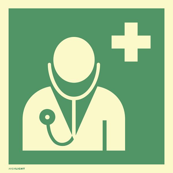 Moedel Arzt, ISO 7010, Folie, langnachleuchtend, 160-mcd, 148x148 mm, 60709