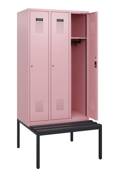 C+P Spind Evolo PLUS, 3 Abteile, 1950x900x815mm, 3015/3015, Zylinderschloss, Material Sitzfläche Kunststoff, Sitzbank, 0490505-30 S10105