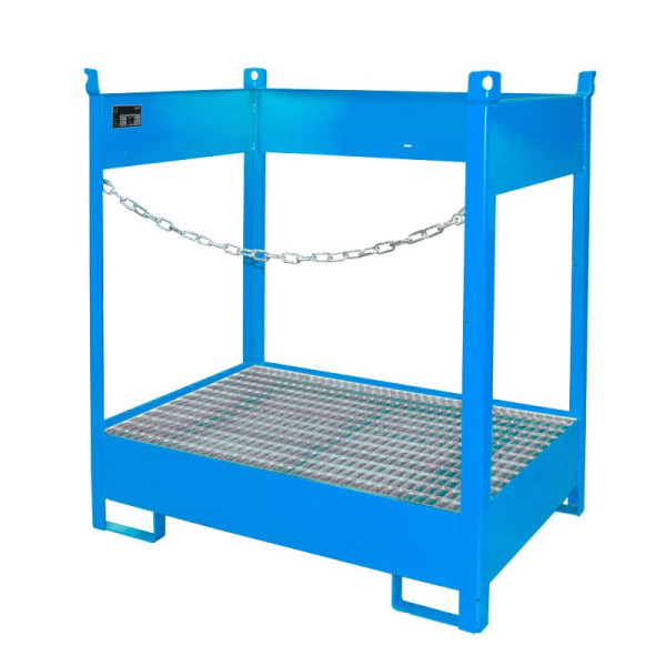 STEIN HGS Fass-Stapelpalette FSP, RAL 5012 lichtblau, lackiert, 245 Liter, seitlich offen, 79140.0021