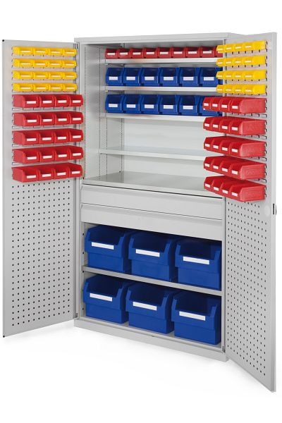 Kappes Großraum Schrank Modell 37, 1950 x 1130 x 590 mm, Türinnenseite: RasterPlan Loch-/Schlitzplatten- 2 Schubladen mittig, 1780.43.4013