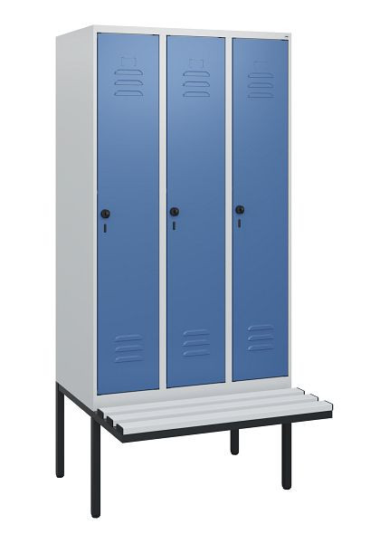 C+P Umkleidespind Classic PLUS, 3 Abteile, 1950x900x815mm, 7035/5023, Drehriegel, 0800405-30 S10035