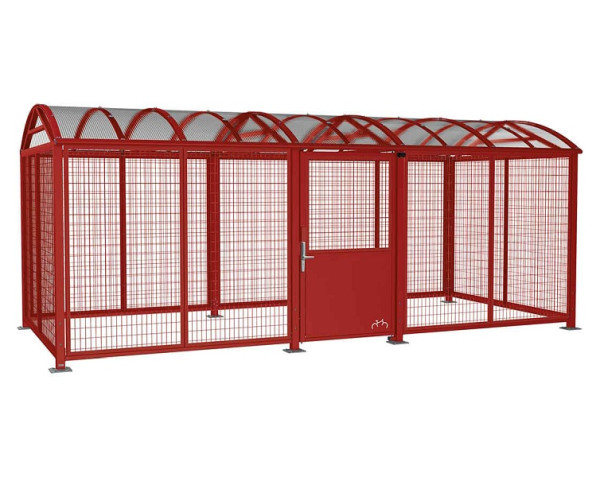 Procity Abschließbare Überdachung Vierkantrohr "Xl", mit Seitenverkleidung+Tür, Drahtgitter Beschichtet, Digital-Zahlencode, RAL 3004, 529096D.3004