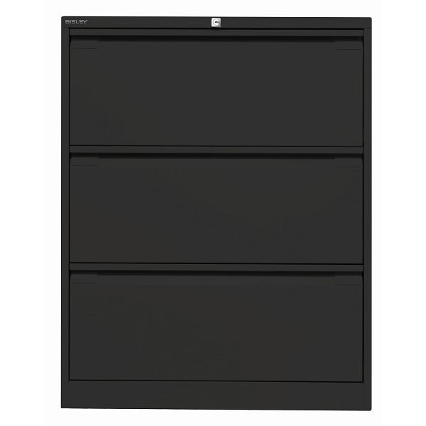Bisley Hängeregistraturschrank, doppelbahnig, 3 HR-Schubladen, 133 schwarz antibakteriell, DF3133