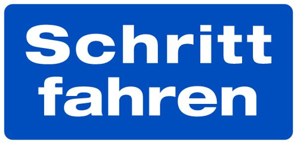 Schilder Klar Parkplatzkennzeichnung Schritt fahren, 350x170x0.45 mm Aluminium geprägt, 590/51