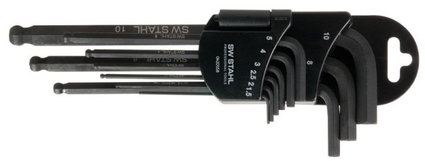 SW-Stahl Winkelschlüsselsatz, Innensechskant, Kugelkopf, 1,5-10 mm, 9-teilig, 04205SB