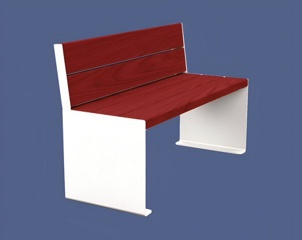 Procity Sitzbank Kube, 1200 mm, Mit Rückenlehne Stahl & Holz Ohne Armlehnen, Mahagoni/RAL 9010, 306380.9010.ACAJ