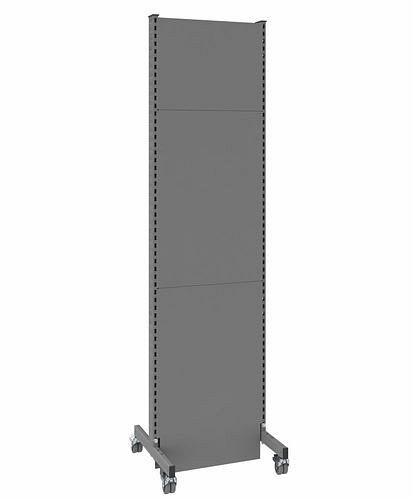 DENIOS Mobile Akustik Trennwand, Grundfeld, B 625, H 2500 mm, Akustik-Lochblech einseitig, grau, 293065