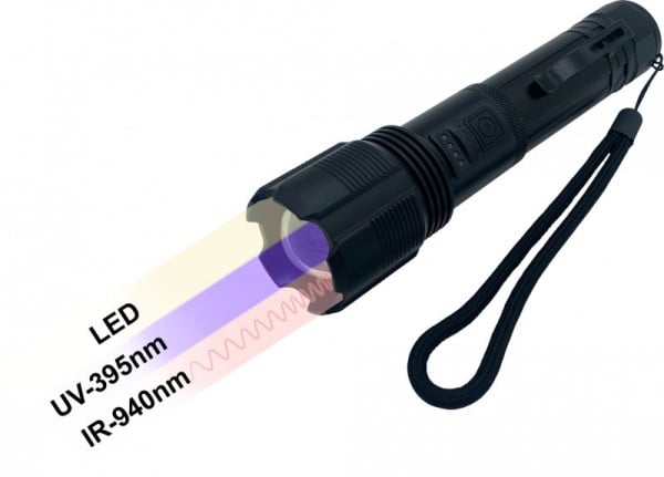 Berger & Schröter 3 in 1 Dreifunktions LED Taschenlampe, Weiß, IR, UV, 32513