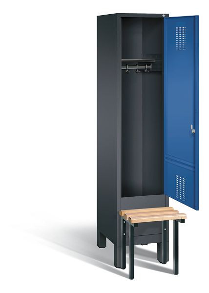 C+P Garderobenschrank Evolo, H1850xB420xT815mm, Farbe: Schwarzgrau / Enzianblau, 48030-12 S10023