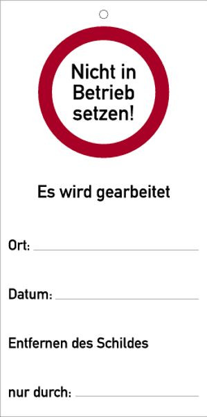 Schilder Klar Sicherheitsanhänger +Text nach Wunsch, 75x150x1.5 mm Kunststoff, 916/79