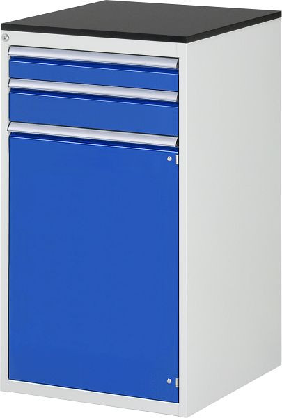 RAU Schubladenschrank Serie 7000, B580xT650xH1030mm, Schubladen: 1xH90, 1xH120mm, Flügeltür H720mm, Arbeitsplatte melaminharzbeschichtet, 03-L7.12AR-M.11