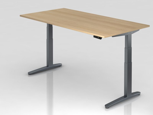 Hammerbacher Sitz-Steh-Schreibtisch elektrisch 200x100cm Eiche/Graphit, Rechteckform, VXBHM2E/E/GG