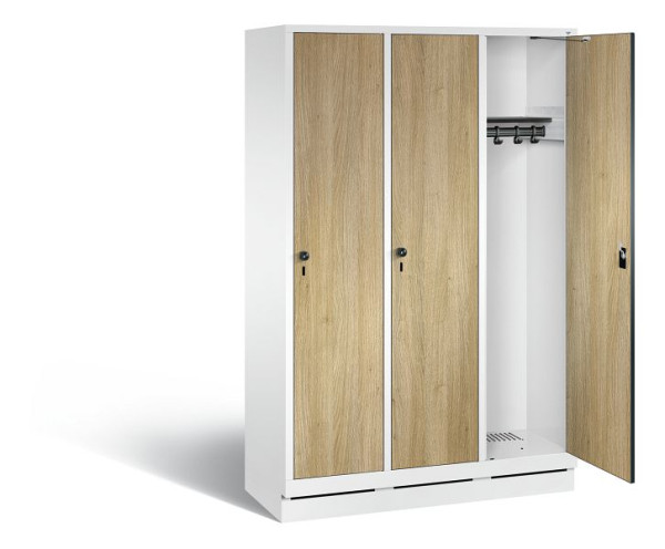 C+P Garderobenschrank Evolo, H1800xB1200xT500mm, Farbe: Verkehrsweiß / Dekor Eiche Sereno, 48020-32 S10696