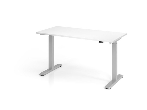 Hammerbacher Schreibtisch XMST614, 140 x 67 cm, Platte: Weiß, 25 mm dick, 2 mm ABS-Kante, Rechteckform, VXMST614/W/S