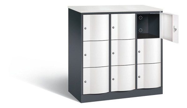 C+P Schließfachschrank Resisto, H1255xB1148xT540mm, Farbe: Schwarzgrau / Verkehrsweiß, 8573-372 S10698