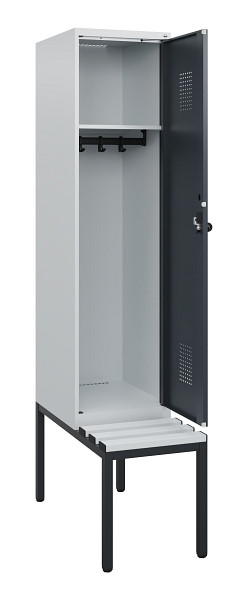C+P Spind Evolo PLUS, 1 Abteil, 1950x400x815mm, 7035/7016, Drehriegel, Sitzfläche Kunststoff, Sitzbank, 0490505-12 S10066