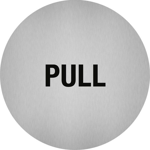 Moedel Piktogramm Pull, Edelstahl, selbstklebend, Ø 50 mm, 52268