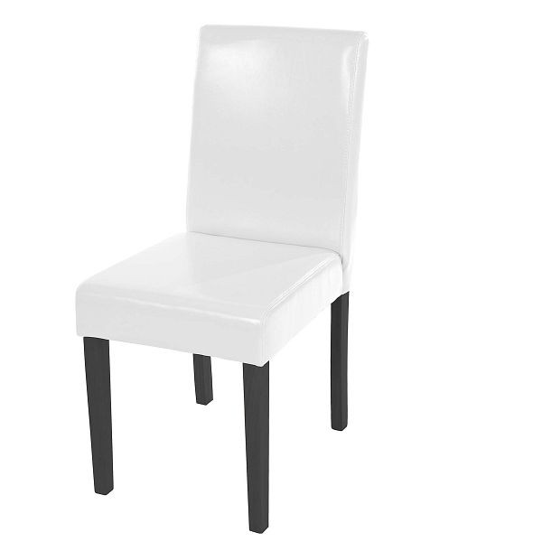 Mendler Esszimmerstuhl Littau, Küchenstuhl Stuhl, Leder, weiß, dunkle Beine, 74390