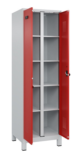 C+P Wäsche-Spind Evolo PLUS, mit Füßen, 2 Abteile, 1950x600x500mm, 7035/3020, Verschluss Drehriegel, 049012-20B S10005