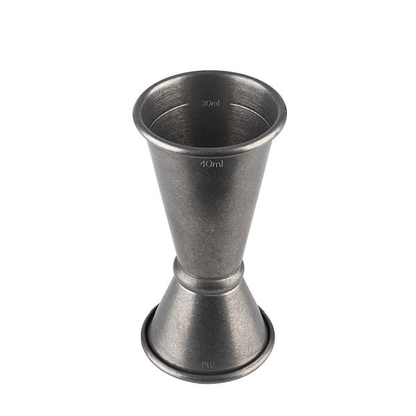 APS Barmaß, Ø 4,5 cm, Höhe: 9 cm, Edelstahl, Antik-Edelstahl-Look, Volumen: 20 / 40 ml, 93354