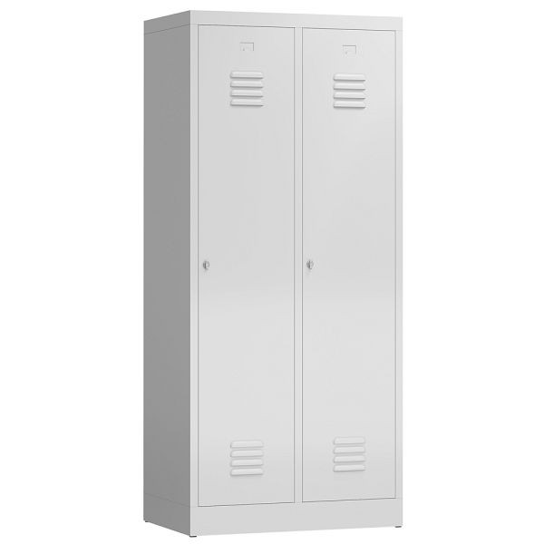 Lüllmann ClassiX Garderobenschrank, 2 Abteile mit S/W-Trennung, 1800 x 800 x 500 mm, lichtgrau, X-515120