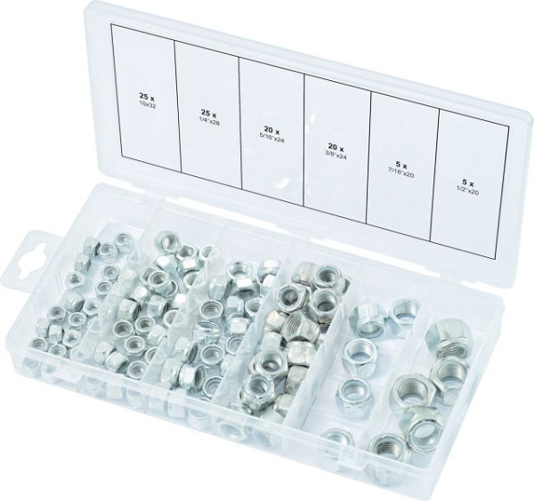 KS Tools Sortiment Muttern, selbstsichernd, UNF, 100-teilig, 970.0490