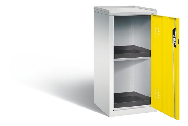 C+P Umweltschrank Acurado, H1000xB502xT500mm, Farbe: Lichtgrau / Verkehrsgelb, Muldengriff, 8721-316 S10041