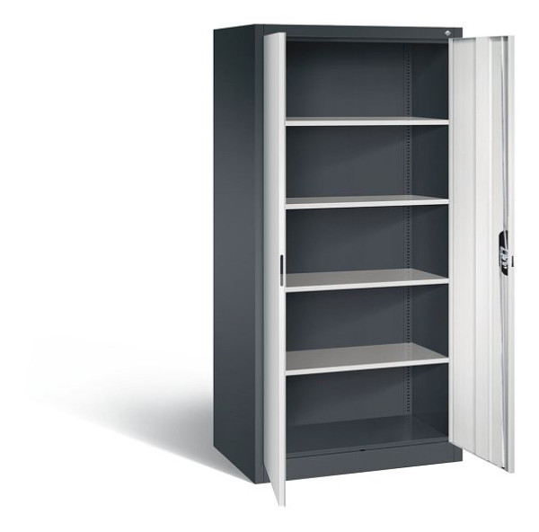 C+P Büroschrank Acurado, H1950xB930xT600mm, Farbe: Schwarzgrau / Lichtgrau, Muldengriff, 5 OH, 9290-000 S10593