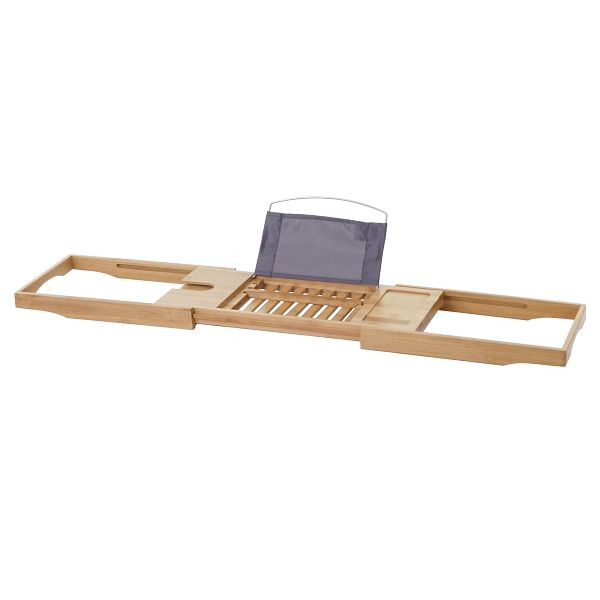 Mendler Badewannenauflage HWC-B77, Badewannenablage Wannenbrücke Badewannenbrett Badewannenregal, Bambus ausziehbar 19x105x22cm, 60725