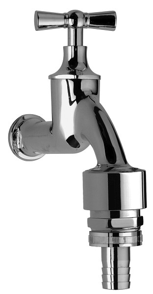 Benkiser Auslaufventil 1/2 Zoll mit Knebelgriff, Schlauchverschraubung 3/4 Zoll, poliert verchromt, Rohrbelüfter, 7201250