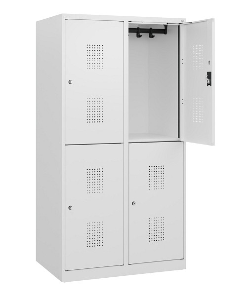 C+P Doppelstöckiger Spind Evolo PLUS, 4 Fächer, 1530x800x500mm, 9016/9016, Zylinderschloss, 0493005-22 S10056