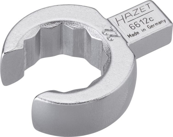 Hazet Einsteck-Ringschlüssel, offen, Einsteck-Vierkant 9 x 12 mm, Außen-Doppel-Sechskant Profil, 22 mm, 6612C-22