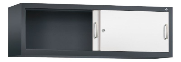 C+P Aufsatzschrank Acurado, H500xB1600xT400mm, Farbe: Schwarzgrau / Verkehrsweiß, Bügelgriff, 1 OH, 2144-00 S10098