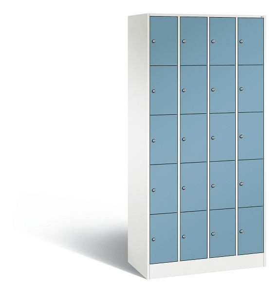 C+P Schließfachschrank Serie 8070, H1950xB900xT480 mm, Weiß/Horizontblau, 80700-40 S10454
