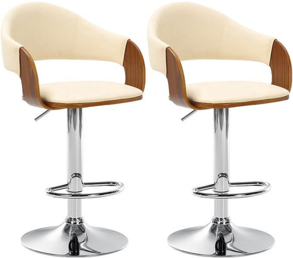 CLP Barhocker Nilse Kunstleder chrom, walnuss/creme, VE: 2 Stück, 324962