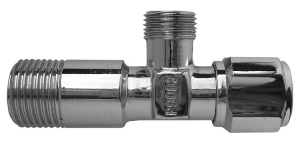 Benkiser Eckventil 1/2 Zoll x 3/8 Zoll ohne MS-Quetschverschraubung, mit Schubrosette, 7303800