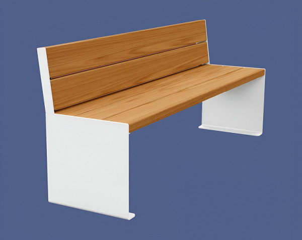Procity Sitzbank Kube, 1800 mm, Mit Rückenlehne Stahl & Holz Ohne Armlehnen, helle Eiche/RAL 9010, 306384.9010.CHEC