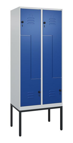 C+P Z-Spind Classic PLUS, Gestell, 4 Abteile, 2120x800x500mm, 7035/5010, Drehriegel, 0800337-224 S10003