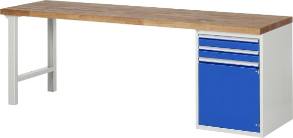 RAU Werkbank Serie 7000 - Baukasten-Bauweise, Unterbau-Container (2x Schublade, 1x Flügeltür), 2500x840x700 mm, 03-7503A1-257B4S.11