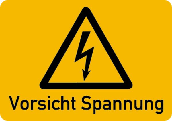 Schilder Klar Maschinenkennzeichnung Vorsicht Spannung, 52x37 mm, Rolle á 500 Stück, Folie selbstklebend, 7510/91
