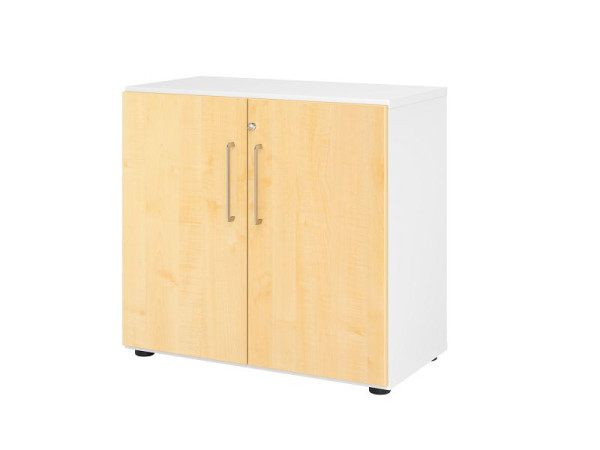 Hammerbacher Schrank 928T2, 2 OH, Korpus: Weiß / Front: Ahorn, 80 x 42 x 74,6 cm (BxTxH), V928T2/W/3/BS