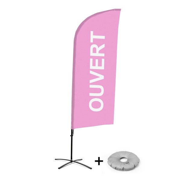 Showdown Displays Beachflag Alu Wind Komplett-Set Geöffnet Pink Französisch Kreuzständer, BFAW310-CB30-WB-I489
