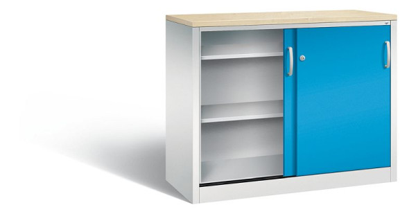 C+P Sideboard mit Schiebetüren Acurado, H1000xB1200xT500mm, Farbe: Lichtgrau / Lichtblau, Bügelgriff, 2056-00 S10163