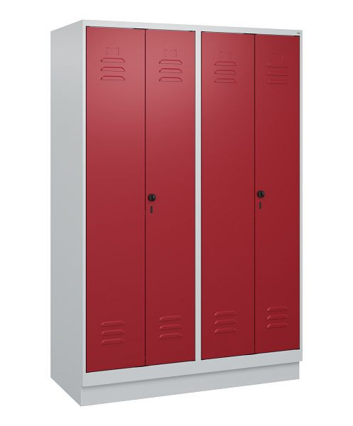 C+P Umkleidespind Classic PLUS SW, Sockel, 4 Abteile, 1800x1200x500mm, 7035/3003, Drehriegel, 0800227-40 S10001