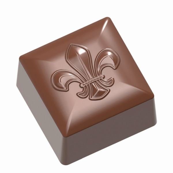 Schneider Schokoladen Form - quadratisch Fleur de Lys, 275 x 135 x 24 mm / 26 x 26 x 16 mm, 12 gr, 3 x 8 Stück, 421885